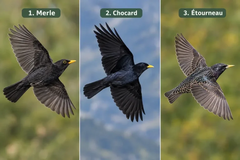 Oiseau noir au bec jaune